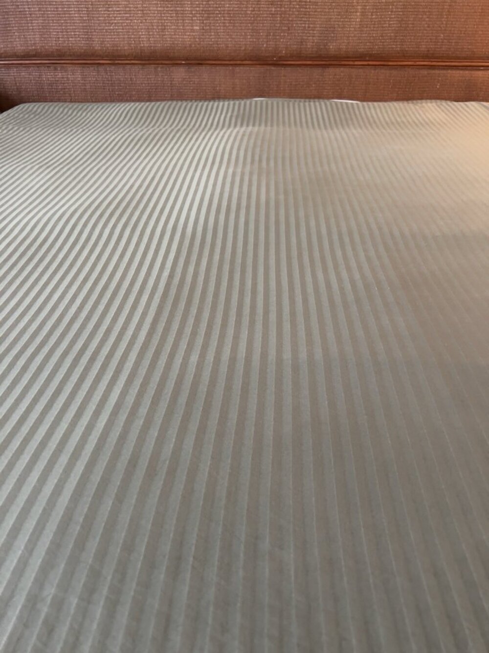 Queen Flat Sheet 100% Combed Cotton Moss Green Jacquard Opus Stripe Luxury